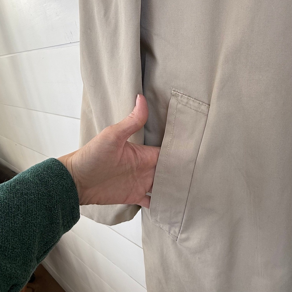 Vintage Eddie Bauer Down Lined Hidden Placket Trench Coat Heritage Tan 44 - Picture 4 of 13